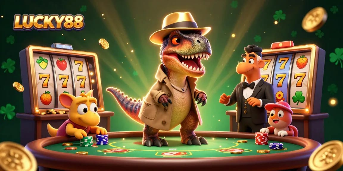 Engage in thrilling gameplay with LUCKY88 slot machine action and dynamic characters at the casino.