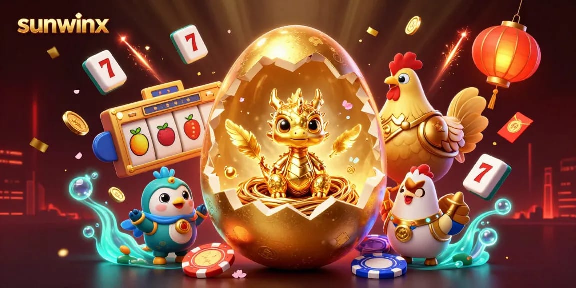 Experience the excitement of sunwinx with a dynamic golden dragon and casino elements.