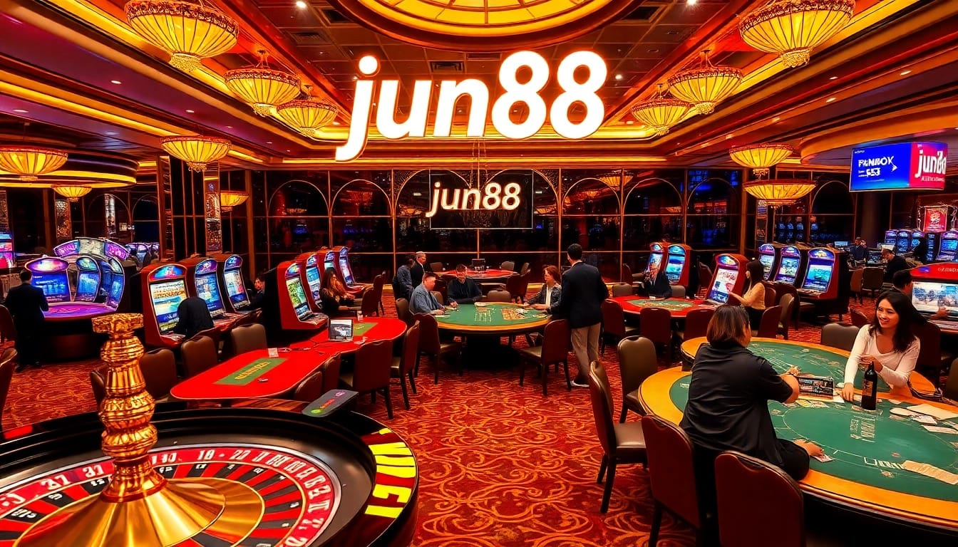Players enjoy thrilling games at jun88, featuring vibrant casino tables and engaging experiences.
