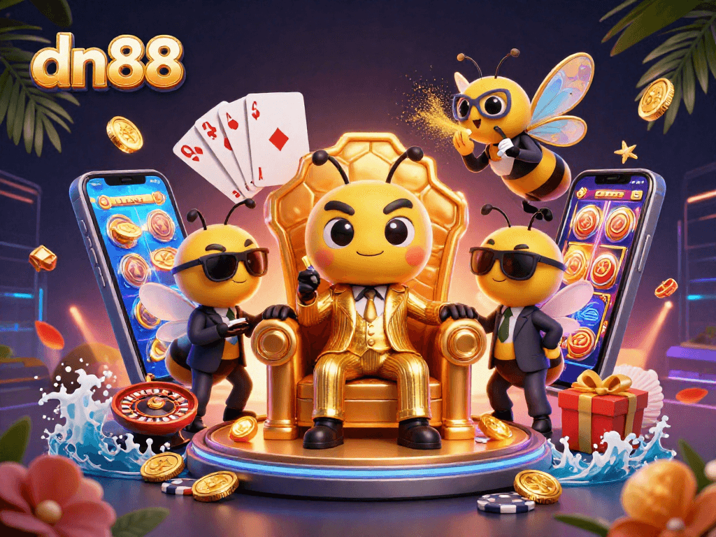 Experience exciting gaming action with dn88, featuring a vibrant casino scene and dynamic characters.