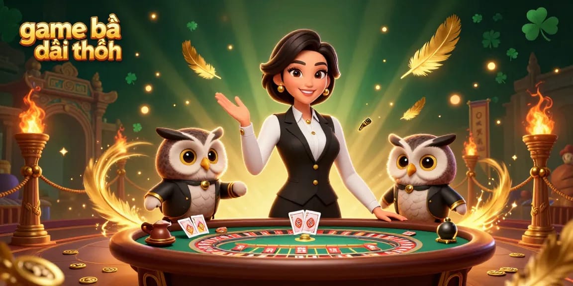 Engage in game bài đổi thưởng with elegant dealers, vibrant atmosphere, and thrilling casino elements.