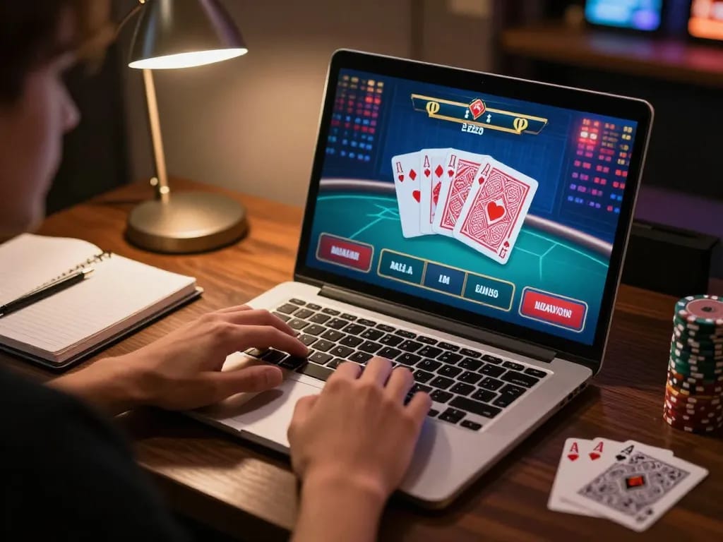Engaging online poker experience showcasing au88 com with a player focused on their game strategy.