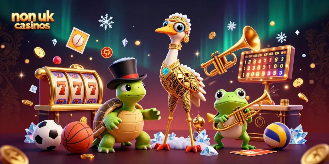 Experience excitement with non uk casinos as the crane and characters engage in thrilling gameplay.