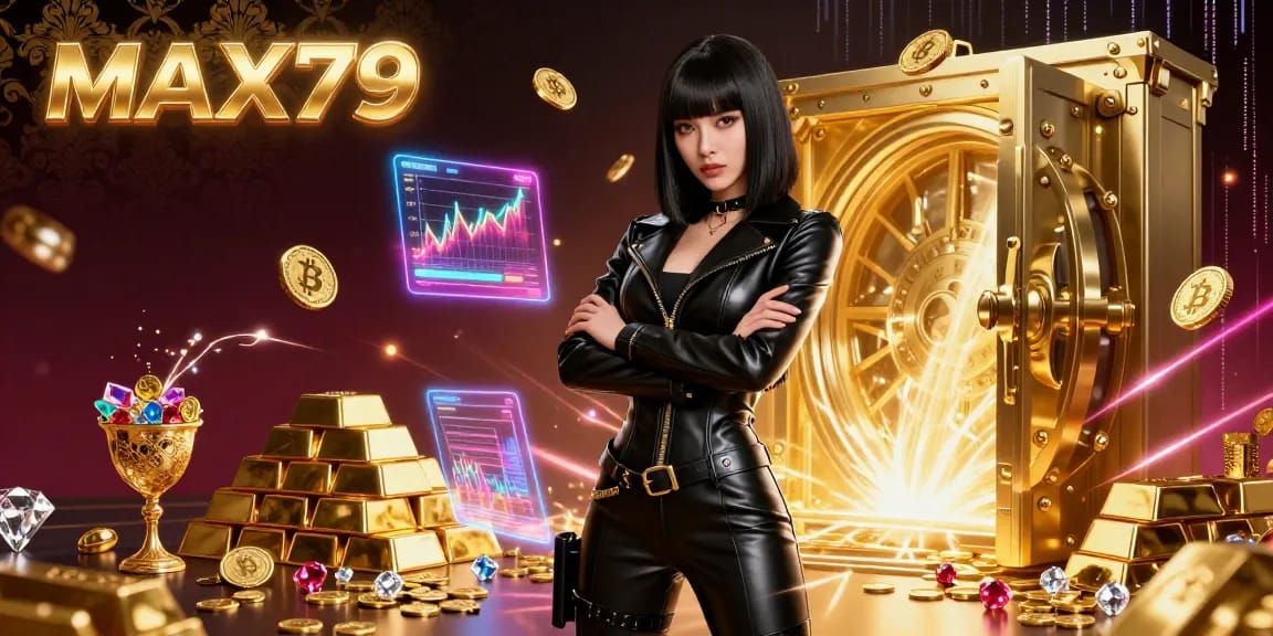 Experience the excitement of gambling with MAX79, featuring glimmering treasures and winning paths.