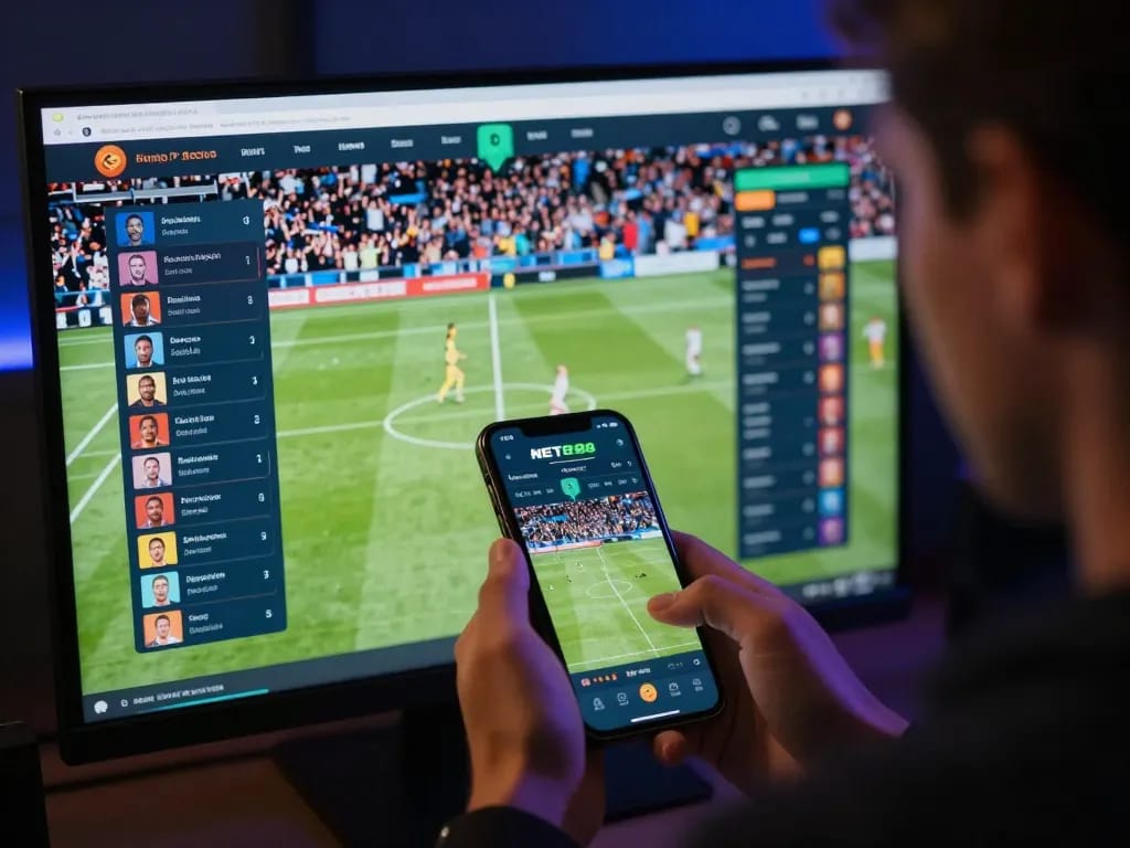 Net88 user placing bets on exciting sports events through mobile app interface