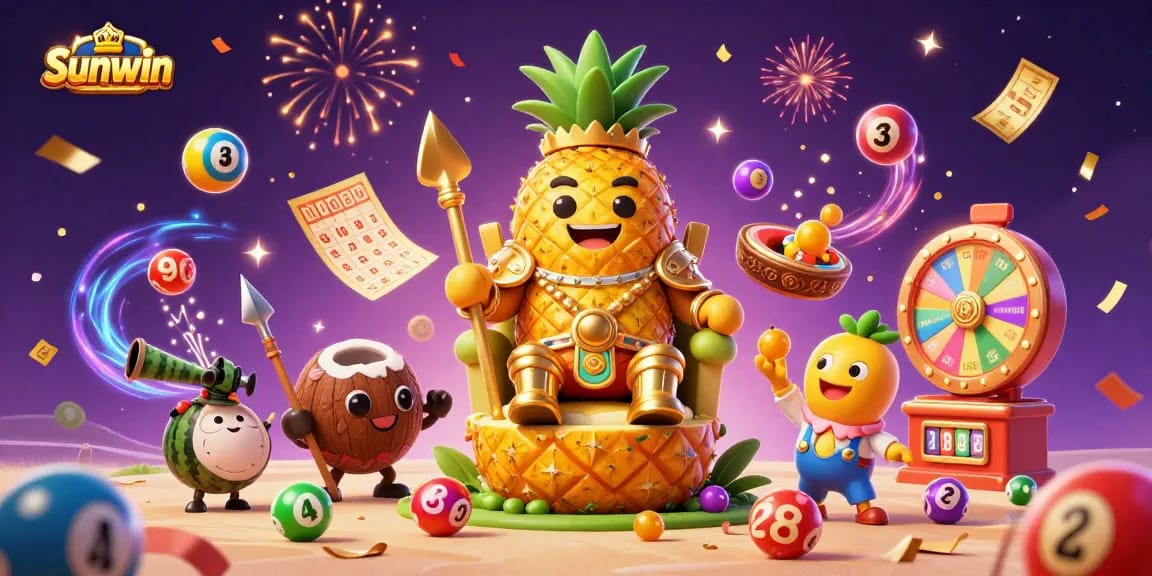 Sunwin engages players with jackpot thrills in a colorful casino scene filled with prizes and dynamic elements.