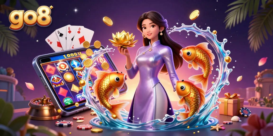 Experience excitement at go8 with Asian-themed slot games and vibrant casino elements.