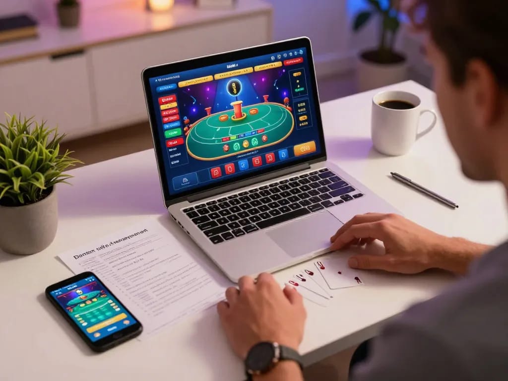 Engaging live blackjack gameplay on VK88's online platform with strategic notes nearby.