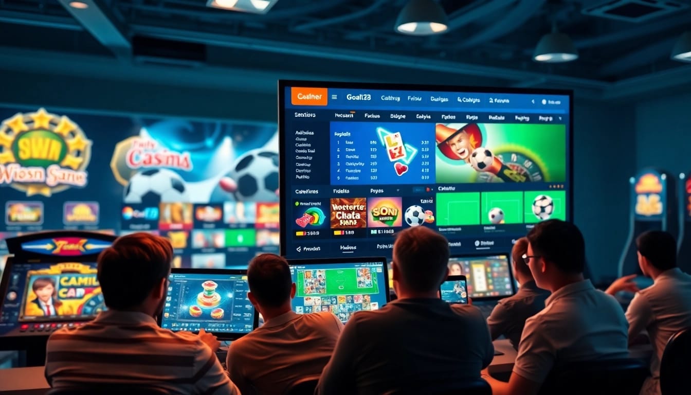 Engaging online gambling interface at Goal123, showcasing diverse games with vibrant colors and user-friendly design.