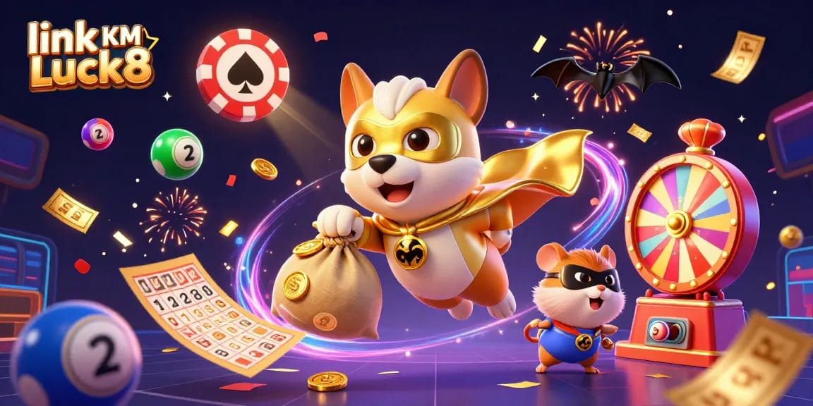 Engage with link KM Luck8 through this exciting 3D illustration showcasing vibrant gambling elements!