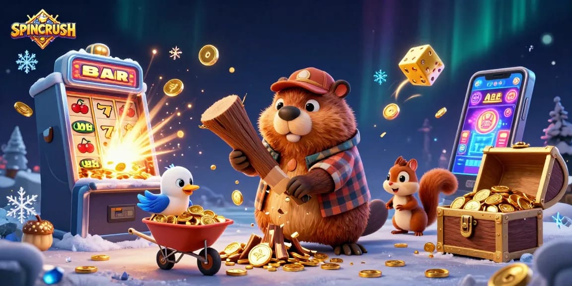 Collect golden coins while spinning in SPINCRUSH's thrilling casino world!