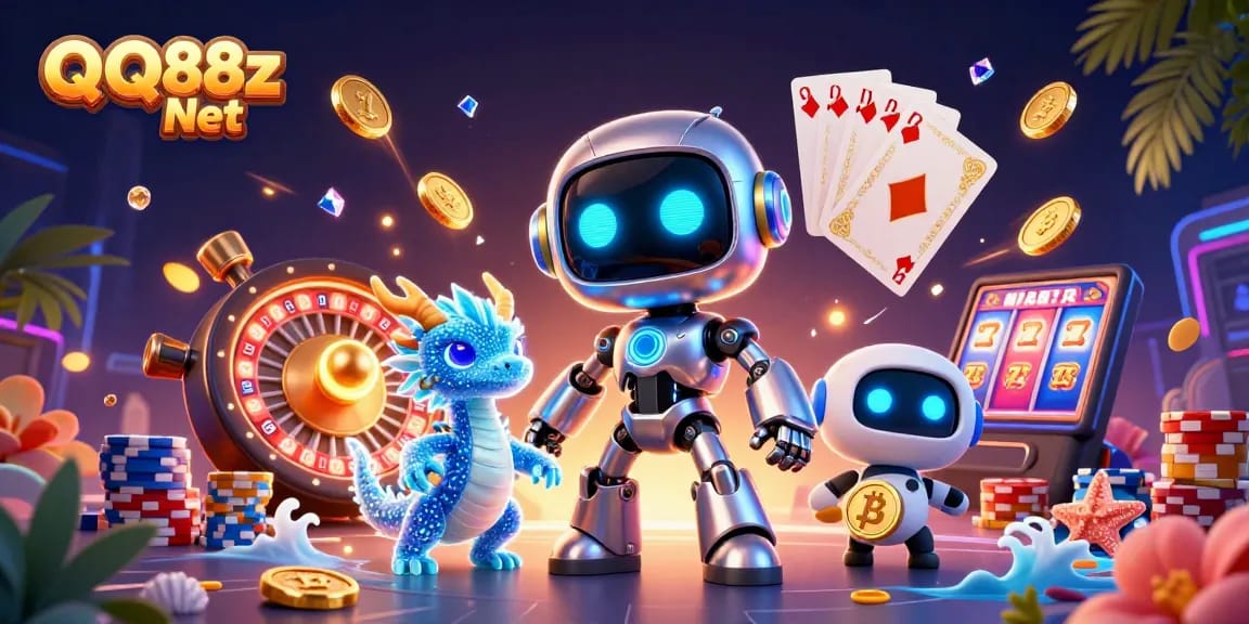 Spin and win at QQ88z Net with exciting casino elements and vibrant 3D characters.