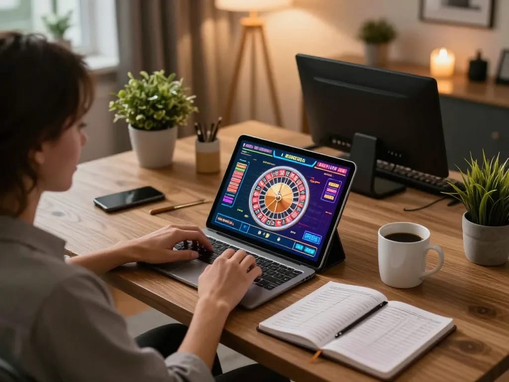 Player enjoying exciting roulette gameplay on 789 p online casino tablet, showcasing responsible gaming