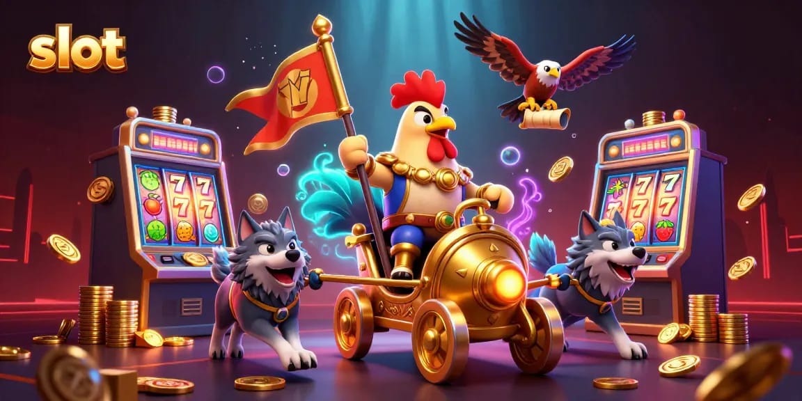 Spin the slot machine featuring vibrant reels and lucky symbols, showcasing an entertaining gambling scene.
