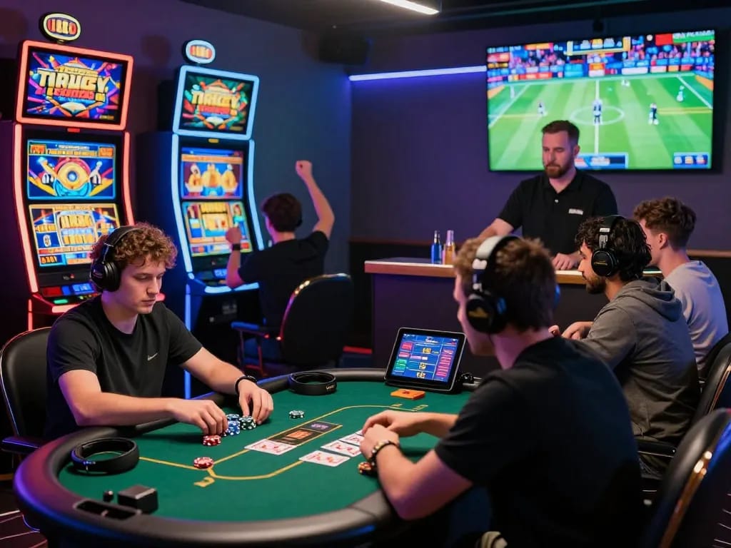 EE88 gaming scene with diverse players in a lively virtual casino environment showcasing excitement and interactivity.
