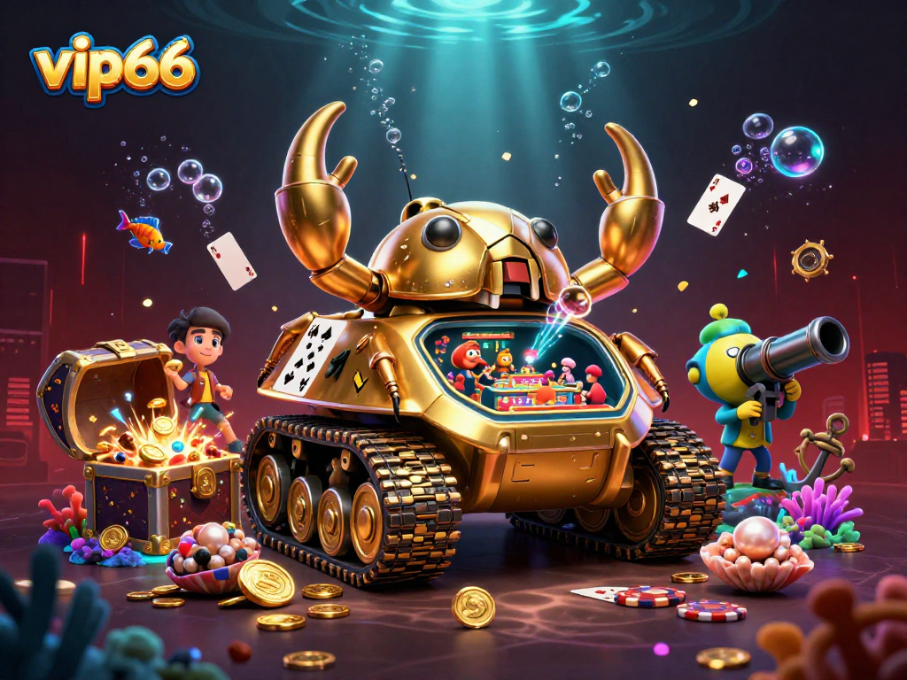 Engage in epic gaming adventures at vip66 with a vibrant casino scene featuring unique 3D elements.
