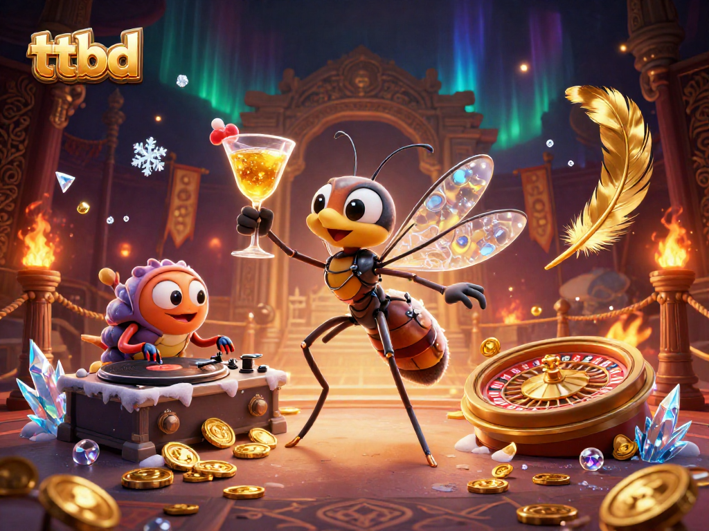 Experience thrilling ttbd action with vibrant casino characters and a golden roulette.
