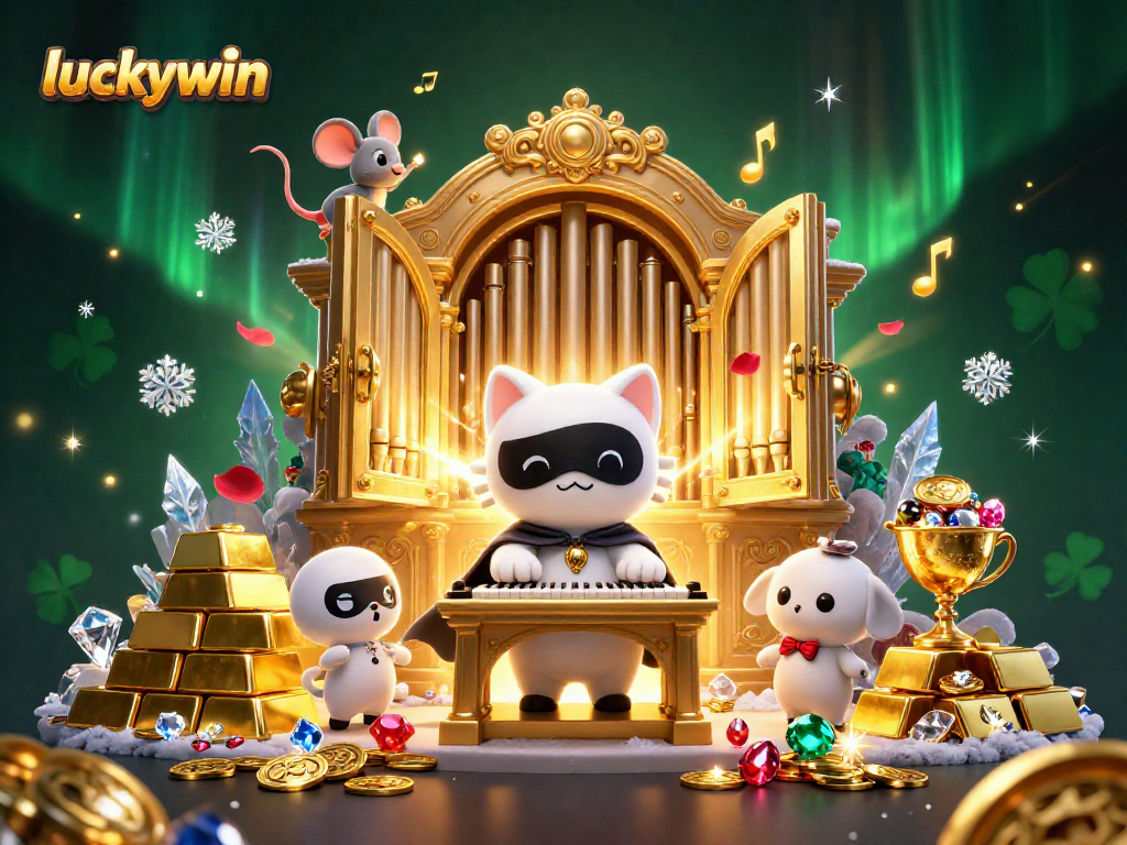 Spin to win with luckywin in a vibrant casino scene featuring treasure and colors.
