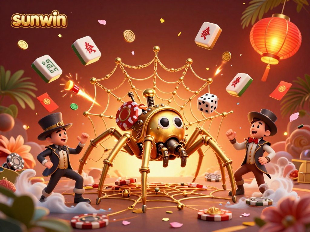 Experience the thrill of sunwin as a golden spider weaves luck into dazzling retro casino games.