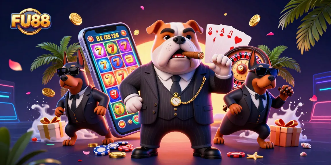 Experience thrilling gameplay at FU88 with a 3D mafia boss bulldog and dynamic casino elements.