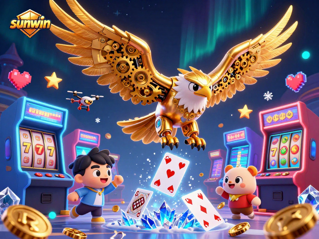 Experience thrilling wins with Sunwin's gaming adventure featuring a vibrant cybernetic eagle.