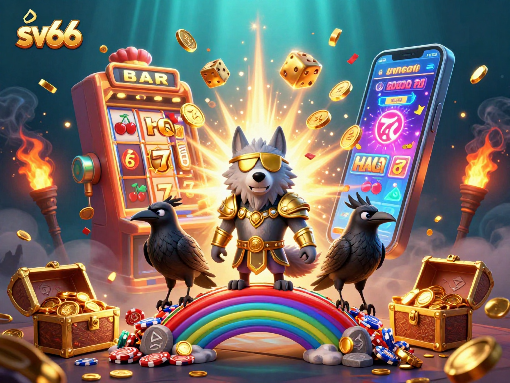 Experience sv66's dynamic gaming journey with Odin, jackpot slots, and vibrant casino elements.