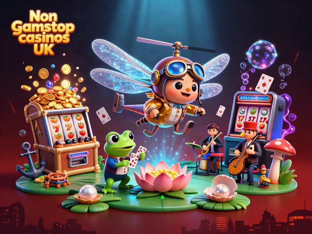 Engage with Non gamstop casinos UK through a lively 3D casino scene featuring unique characters