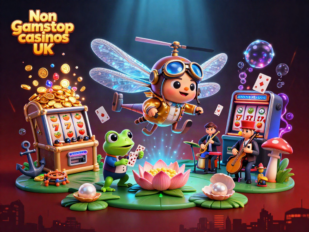 Engage with Non gamstop casinos UK through a lively 3D casino scene featuring unique characters
