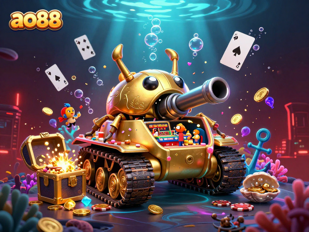 Spin and win at ao88 with a stunning 3D casino beetle tank illustration full of charm and excitement.