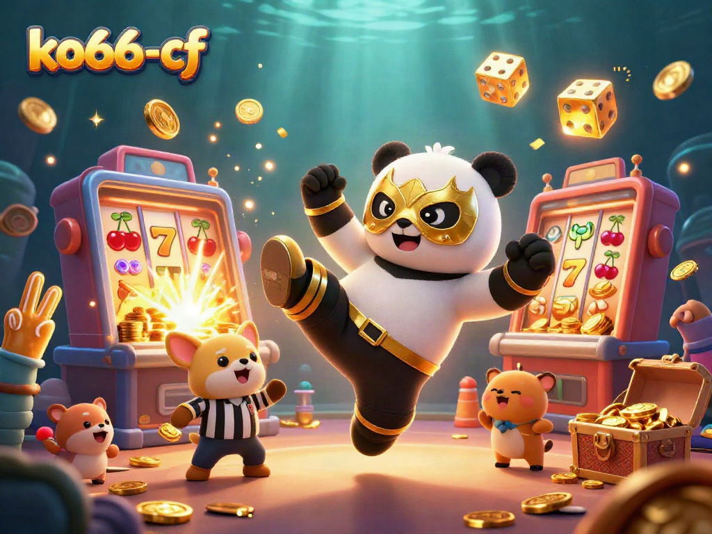 Experience exciting slots action with ko66-cf featuring animal characters in a vibrant, dynamic casino scene.