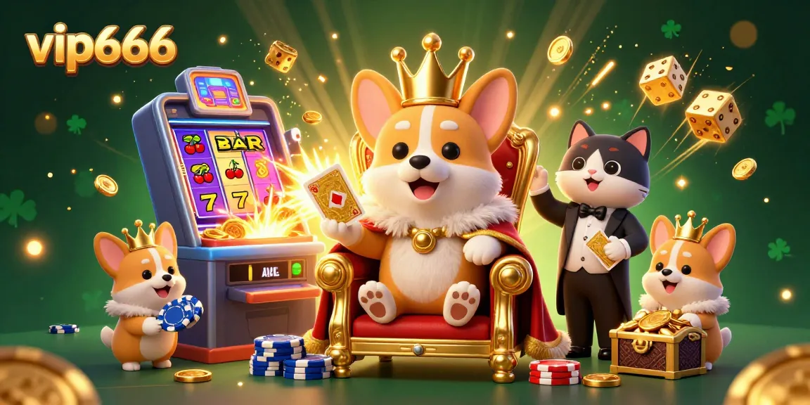 Win big with vip666 as royal corgis reign over a vibrant poker scene filled with jackpots.