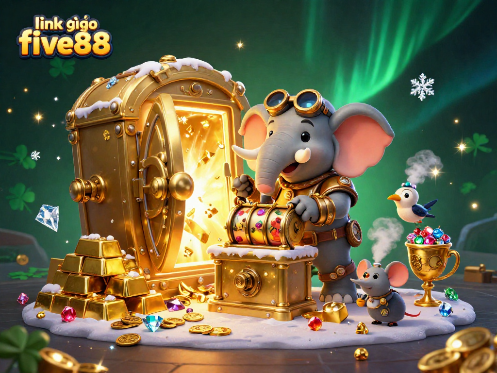 Spin and win at link vào five88 with a steampunk twist in this vibrant casino scene.