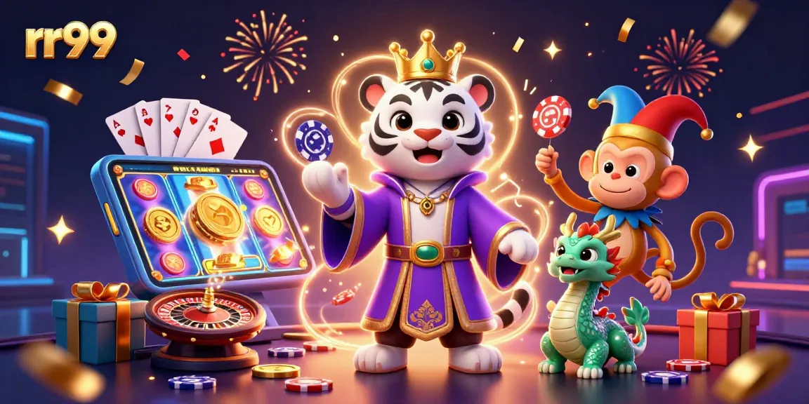 Engage in thrilling games at rr99 with vibrant characters enjoying 3D casino action!