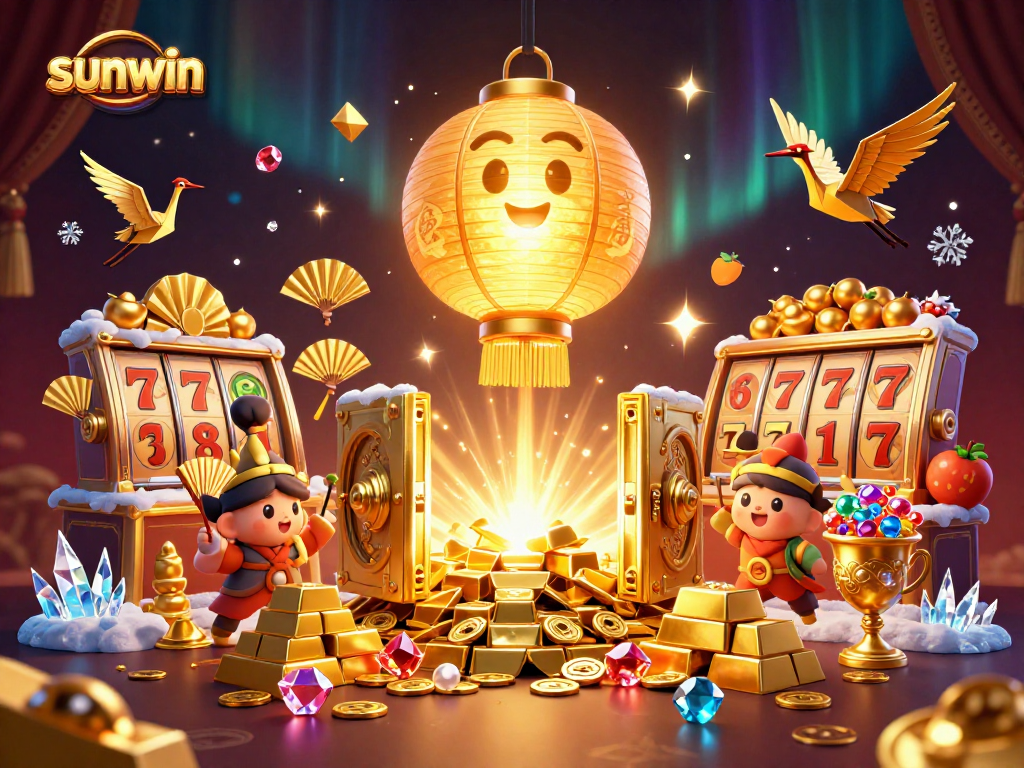 Experience winning excitement with sunwin in a vibrant casino scene filled with golden treasures.