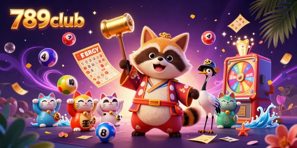 Experience the thrill of 789club with festive characters, dynamic game elements, and vibrant lottery excitement.