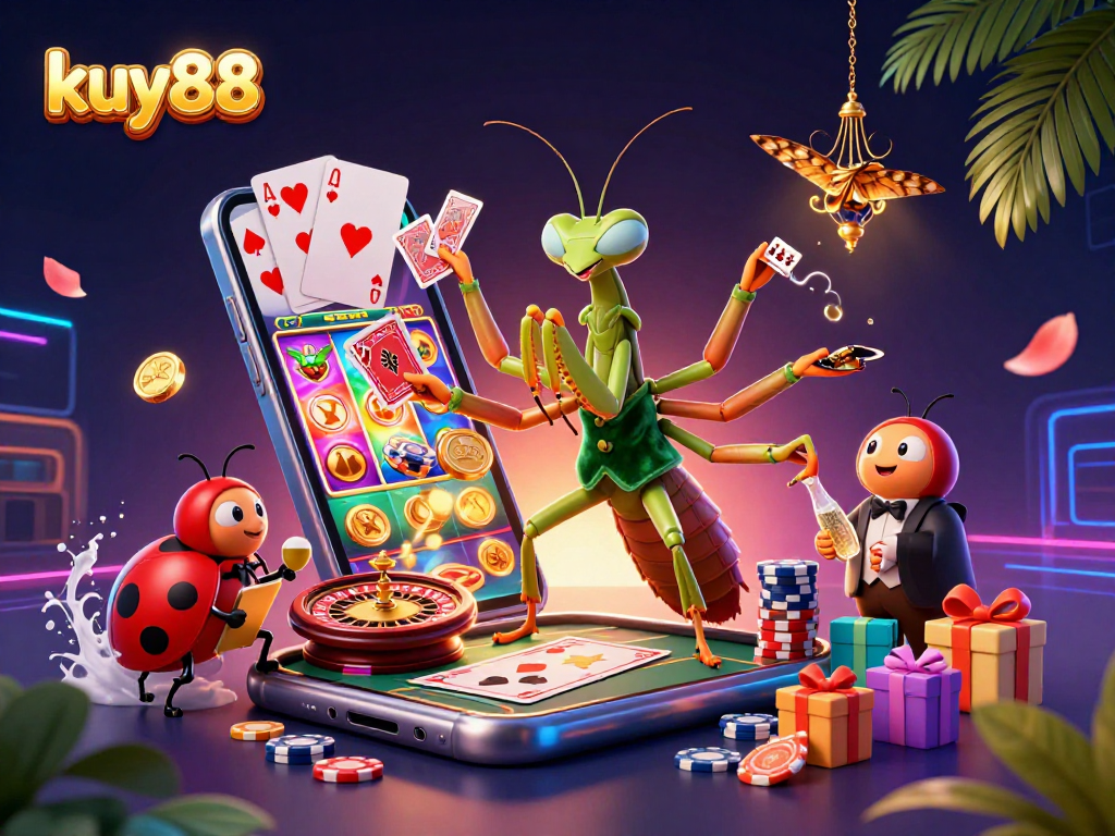 Experience the excitement at kuy88 with our vibrant casino scene showcasing thrilling gaming and characters.