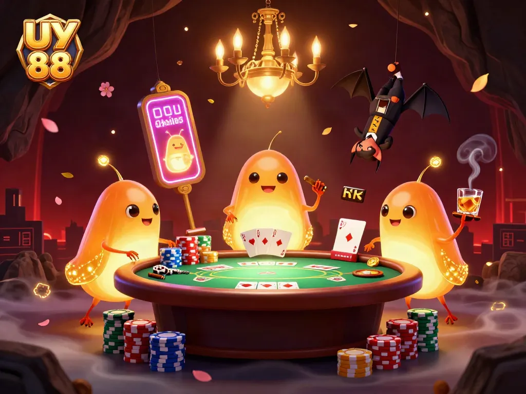 Experience the vibrant thrill of uy 88 with a glowworm casino scene full of colorful chips and cards.