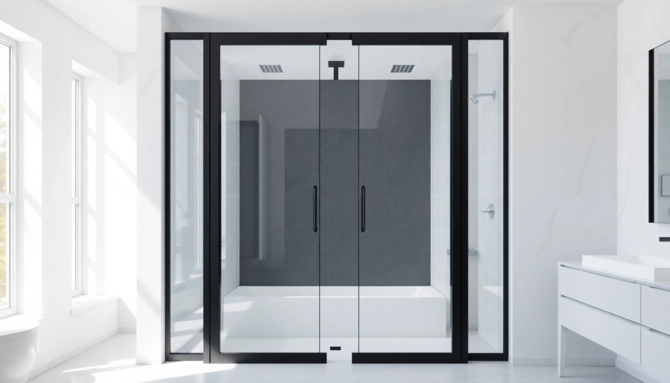 Stylish black frame shower doors featured in a modern bathroom setting, enhancing elegance and design.
