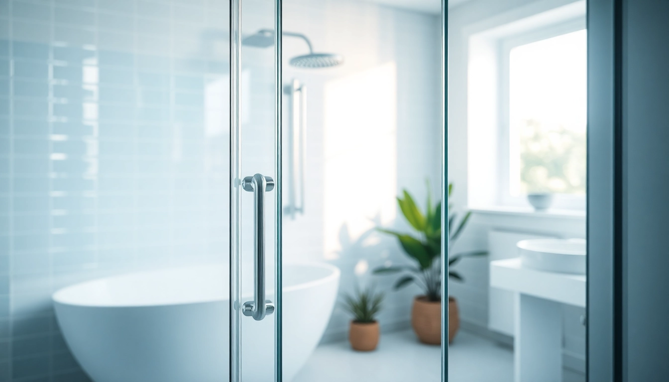 Stylish glass shower doors in a modern bathroom enhance the elegant decor.