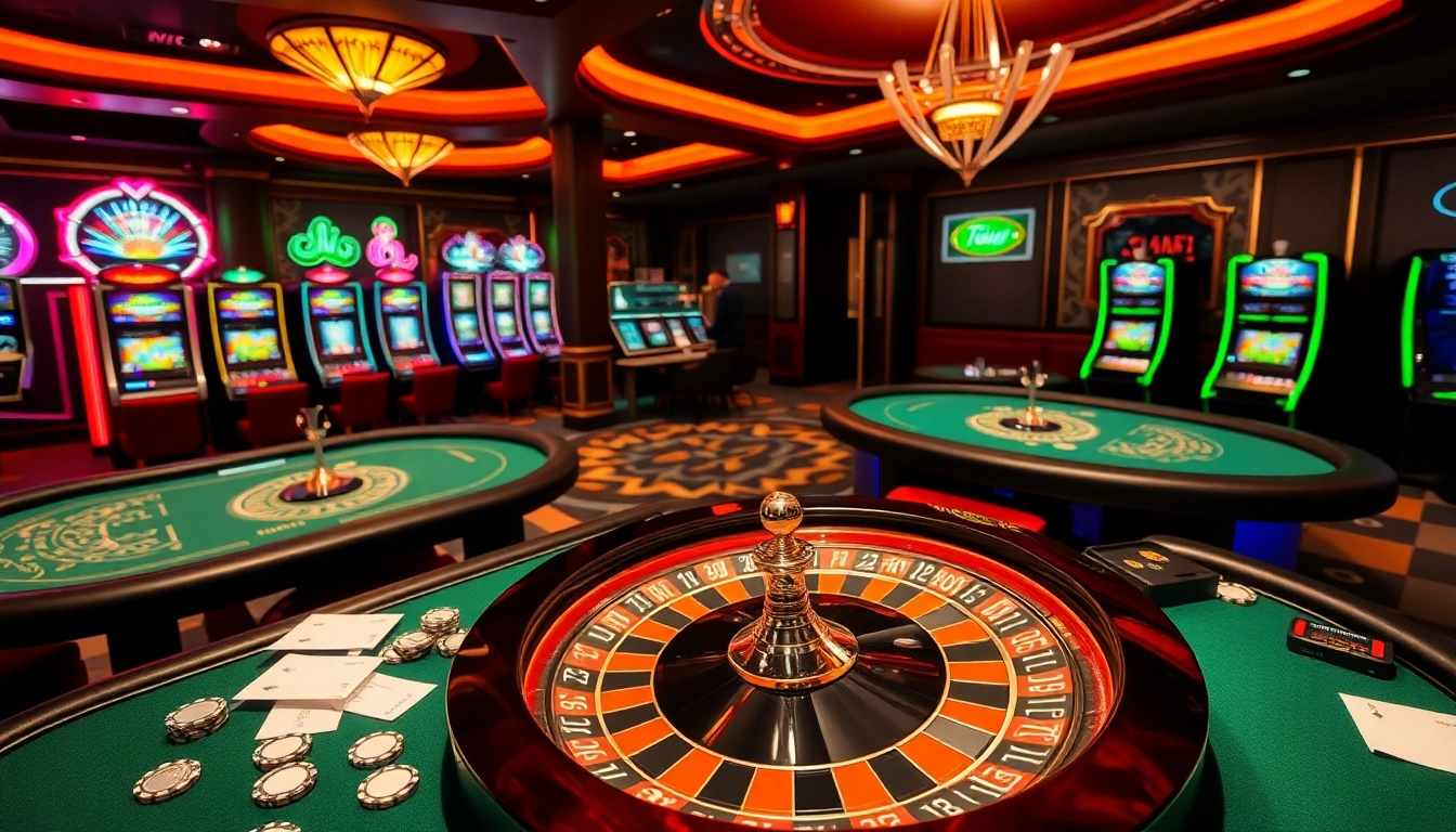 Cwin players engaged in an exciting casino experience with lively poker tables and slot machines.
