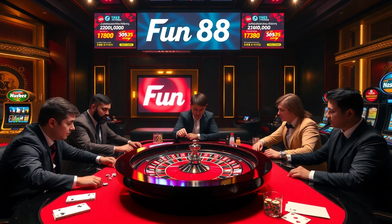 Experience the excitement of Fun 88 at a vibrant roulette table with professional players.