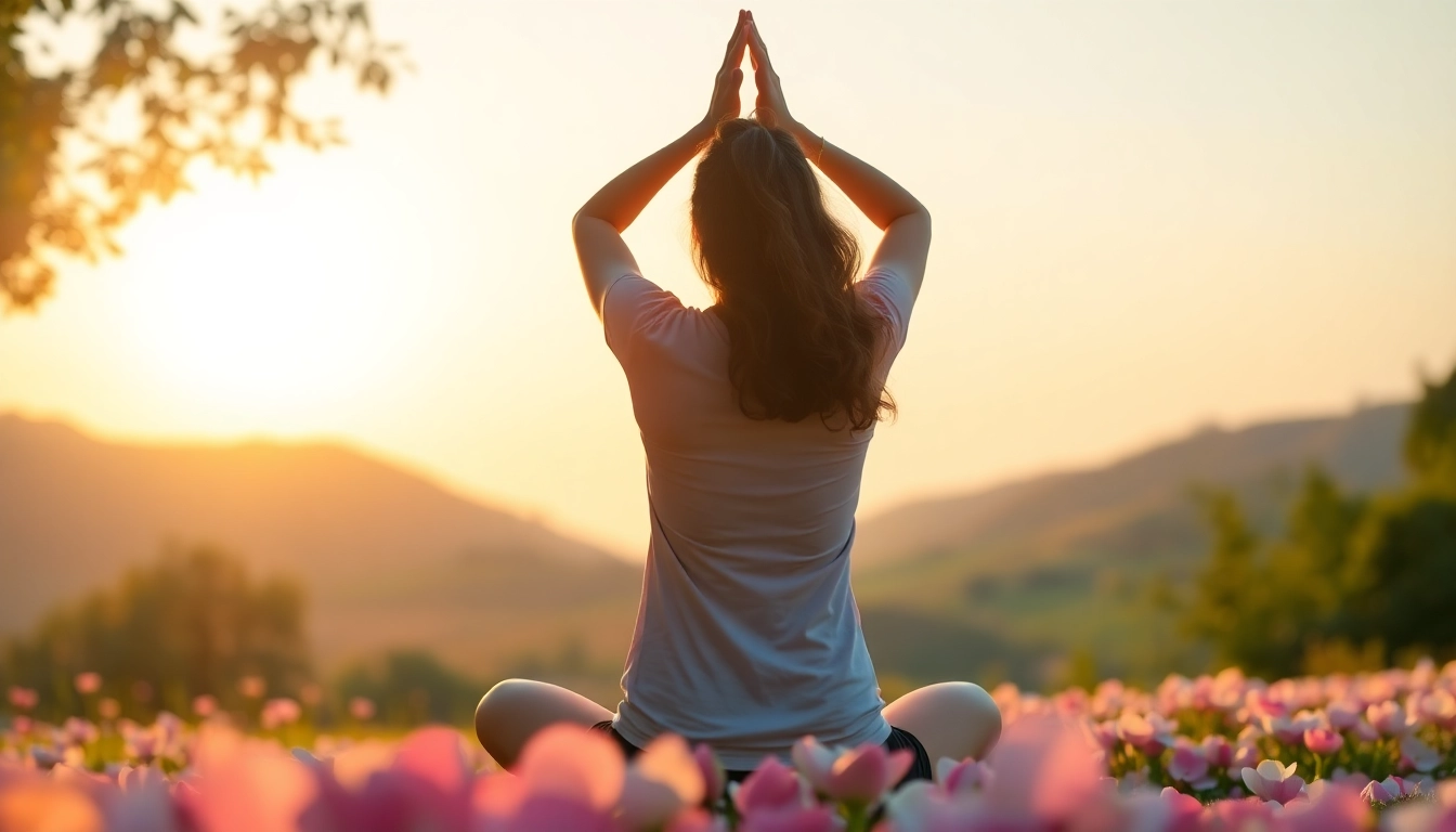 A tranquil moment of a woman practicing yoga, emphasizing mental wellness in a serene natural setting.