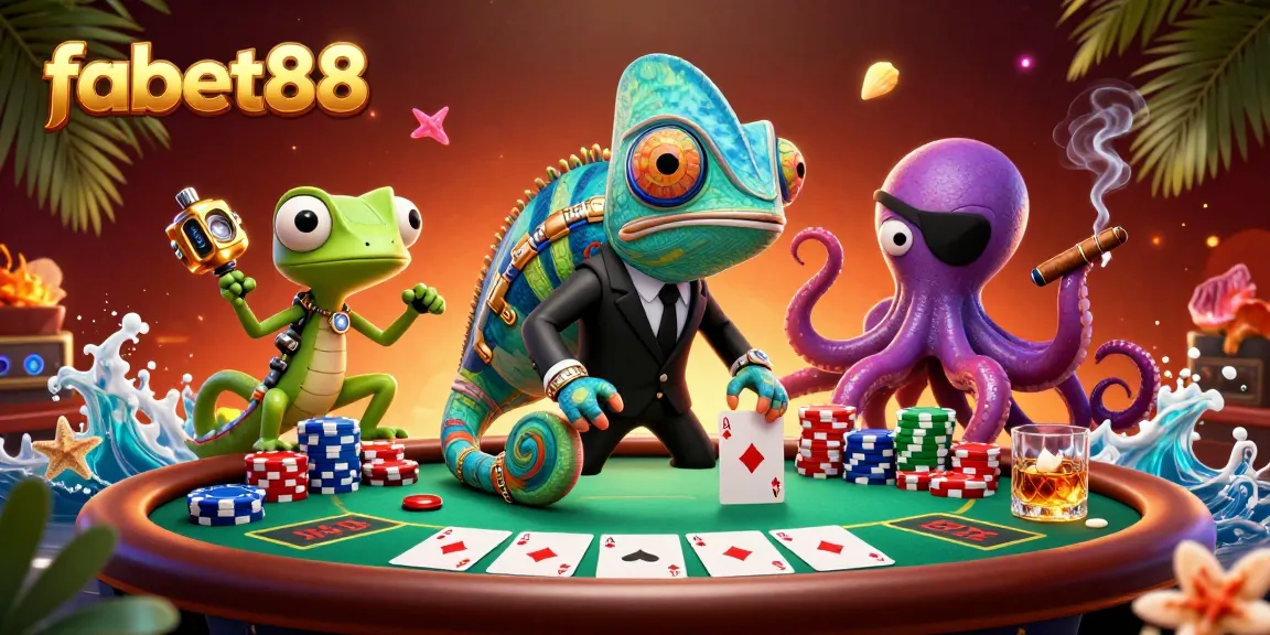 Experience fabet88 casino action with vibrant 3D characters and dynamic poker elements.