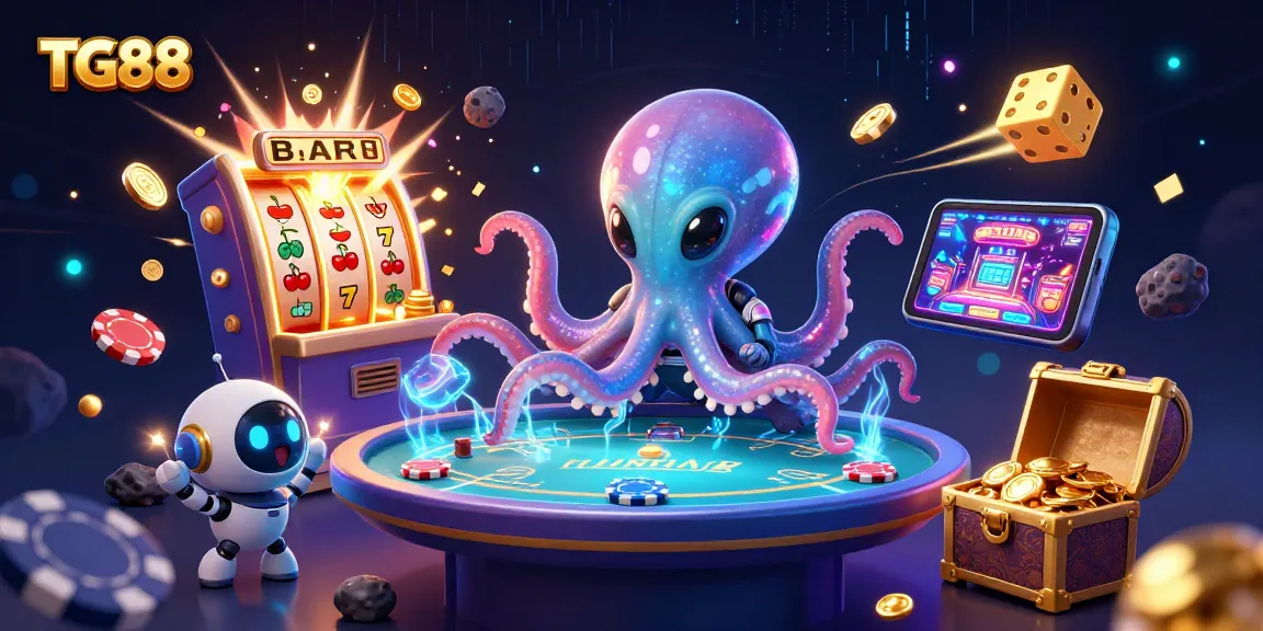 Experience thrilling jackpots at TG88 with a cartoon alien octopus and dynamic casino elements!