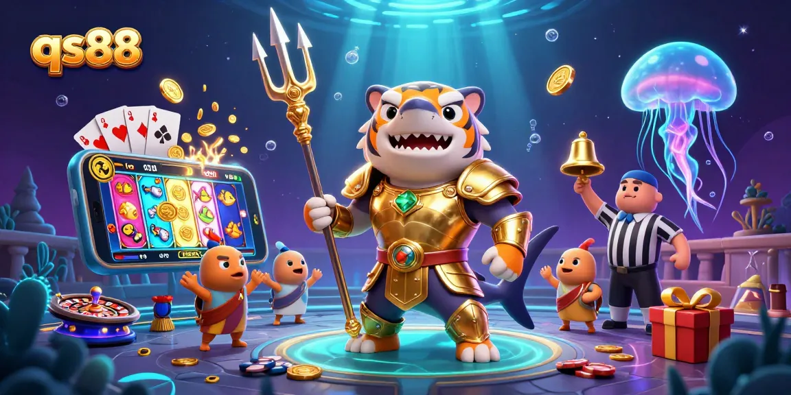 Spin vibrant slot games with qs88's lively underwater casino adventure featuring a tiger shark.
