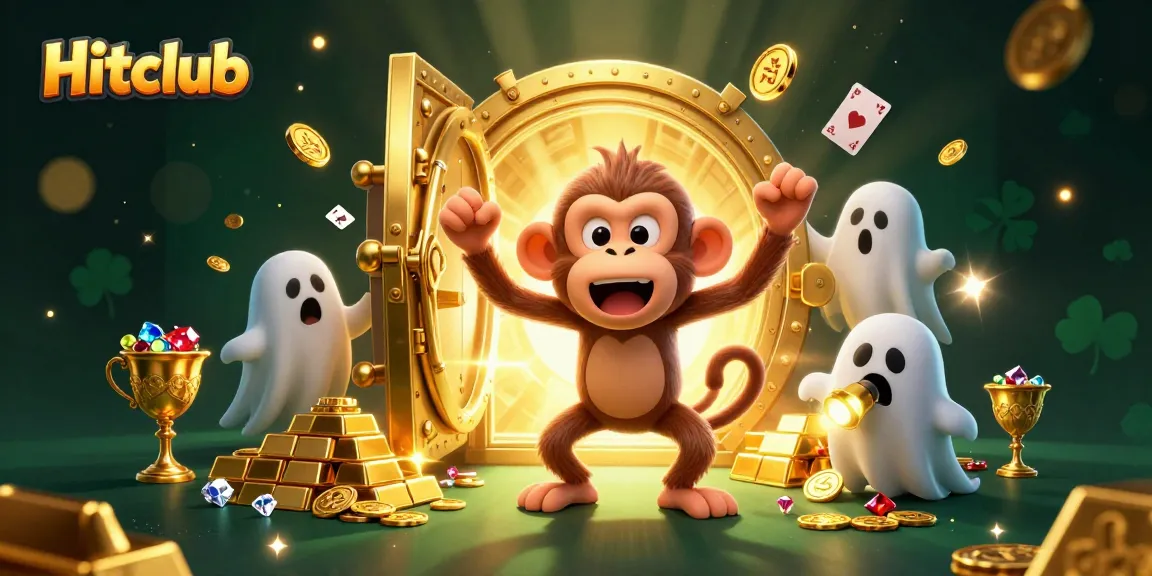 Hitclub offers thrilling experiences with a playful poltergeist monkey and ghost-hunter puppy navigating a lively casino scene.