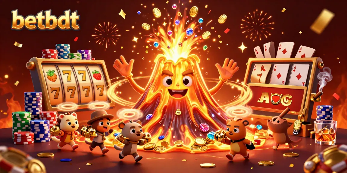 Experience vibrant casino gameplay at betbdt with treasures from a golden volcano explosion.