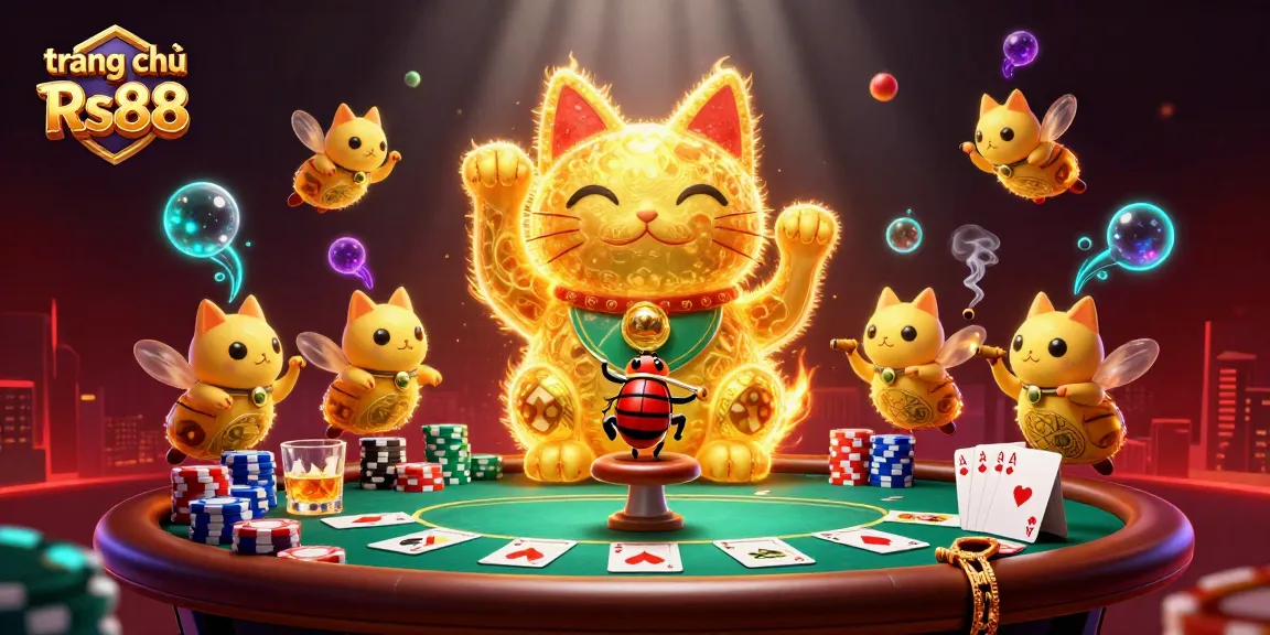 Experience the excitement on trang chủ Rs88 with a dynamic 3D illustration of casino adventures.