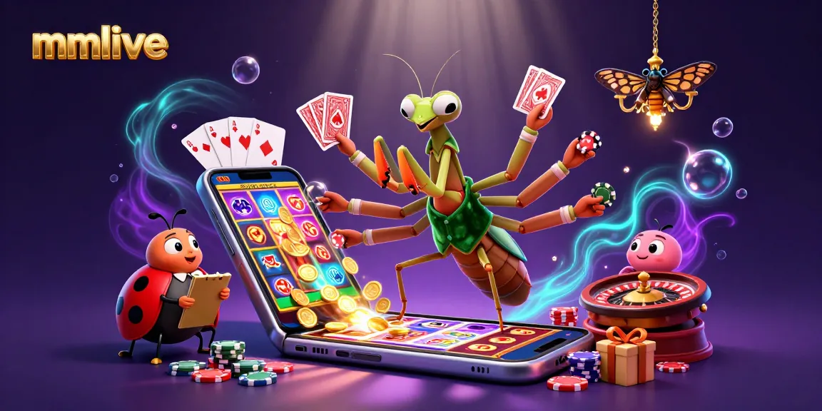 Experience mmlive's exciting live stream features with colorful gaming elements in a vibrant digital illustration.