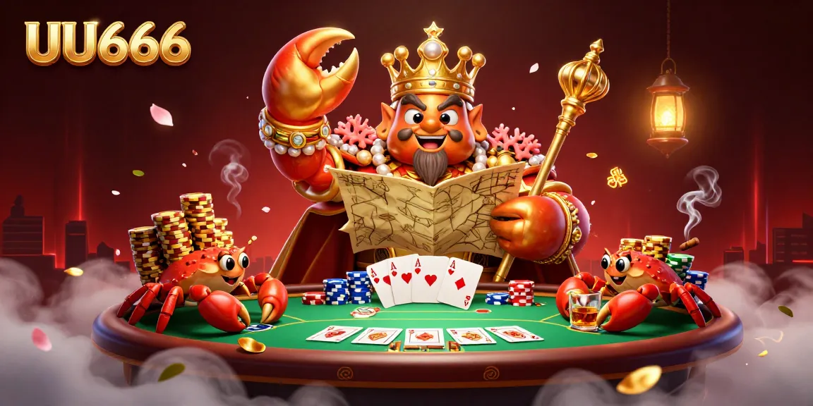 Engage in thrilling plays at UU666 with the golden crab emperor in a vibrant poker scene.